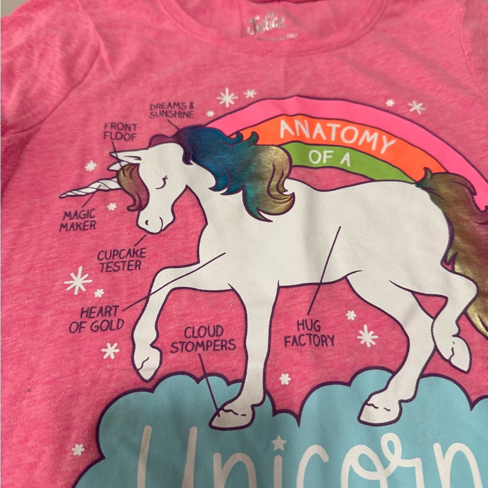 Justice Pink Unicorn Graphic Tee with Rainbow - Picture 2 of 6